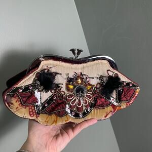 Vintage Mary Frances Beaded Velvet Clutch.